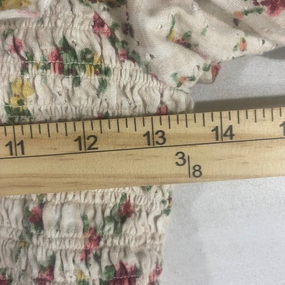 Free People Favorite Top Womens S‎ Pink Floral Smocked Ruffled Peasant Feminine - Picture 10 of 15